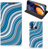 Geschikt voor Samsung Galaxy A60 Hoesje met Magneet Waves Blue