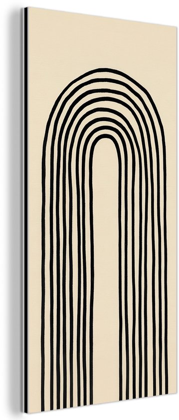 Tableau aluminium 40x80 cm - Décoration murale métal - Formes arches - Zwart - Épuré - Décoration murale métal salon - Décoration industrielle - Photo sur dibond - Accessoires industriels chambre