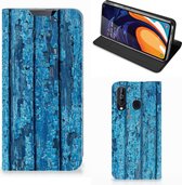 Geschikt voor Samsung Galaxy A60 Book Wallet Case Blauw Wood
