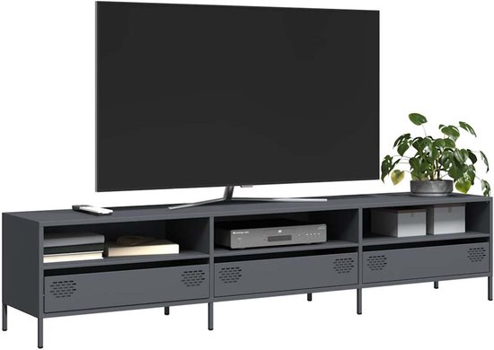 vidaXL - Meuble TV - 202x39x43,5 - cm - laminé à froid - acier - anthracite