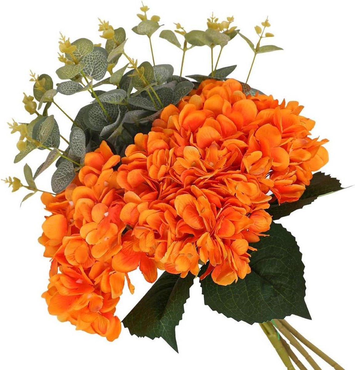 JGS Premium - Zijden hortensia kunstbloemen boeket, 6 stuks, paars, bruiloft decoratie