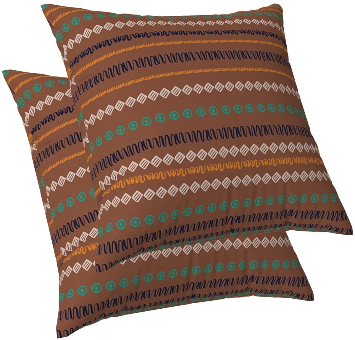 Ibenzoa Decoratieve Boho Kussenslopen Set van 2 met Etnisch Marokkaans Mandala Ontwerp 45 x 45 cm voor Woonkamer en Slaapkamer kleurijk