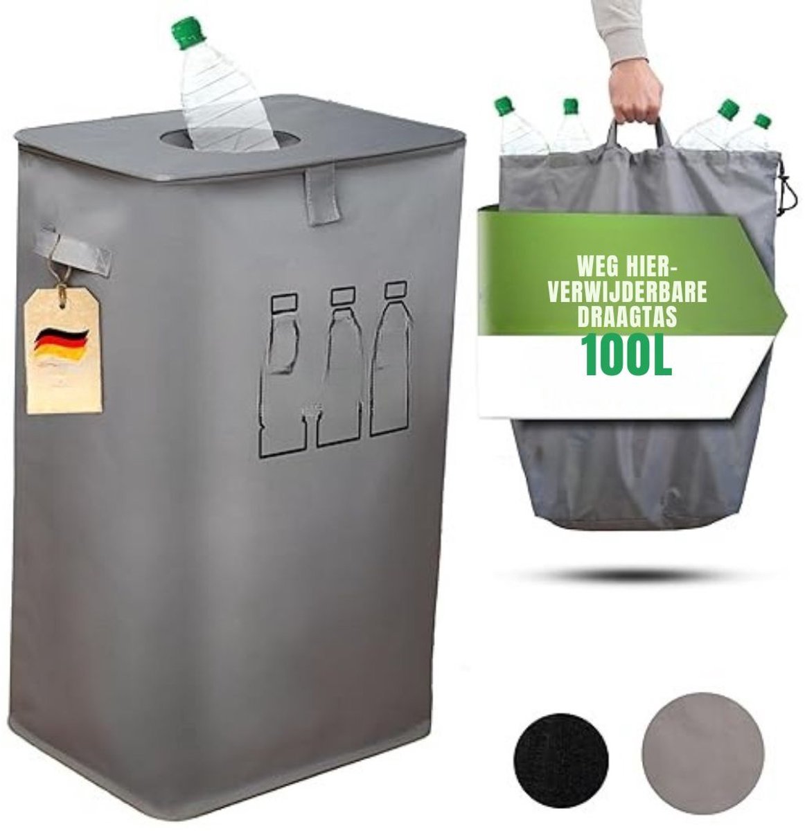 Thuys – Statiegeld Container – Container – Vuilnisbak – 100 liter – 41 x 33 x 70cm – Grijs