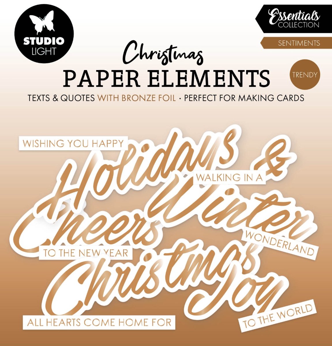 Paper elements Bronze sentiments trendy - Essentials nr. 41