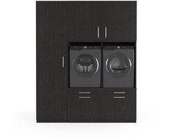 Wasophoogte® Wasmachine Kast Stockholm - Wasmachine verhoger - Wasmachine ombouw - 700(D)*1930(B)*2350(H) mm - Zwart