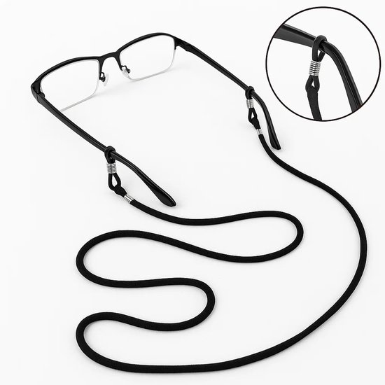 2 Stuks Brillenkoord I Zonnebril Koord I Bril Touwtje I Brilketting I Koord Bril I Met Lusje I 67 CM I Zwart