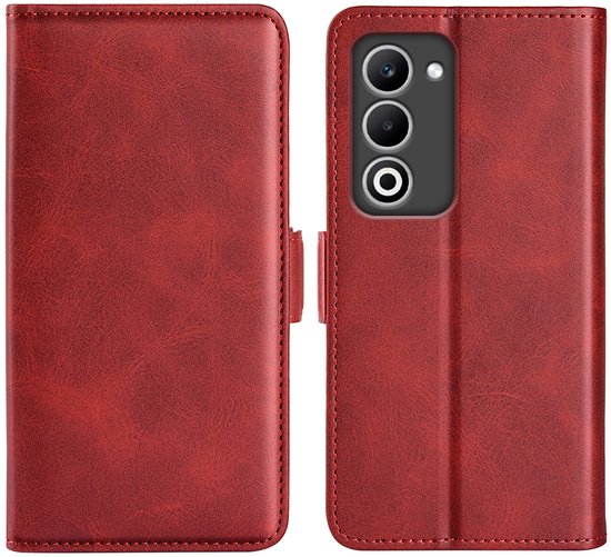 MobyDefend Hoesje - Geschikt voor Oppo A5 5G - Luxe Wallet Book Case (Sluiting Zijkant) - Rood