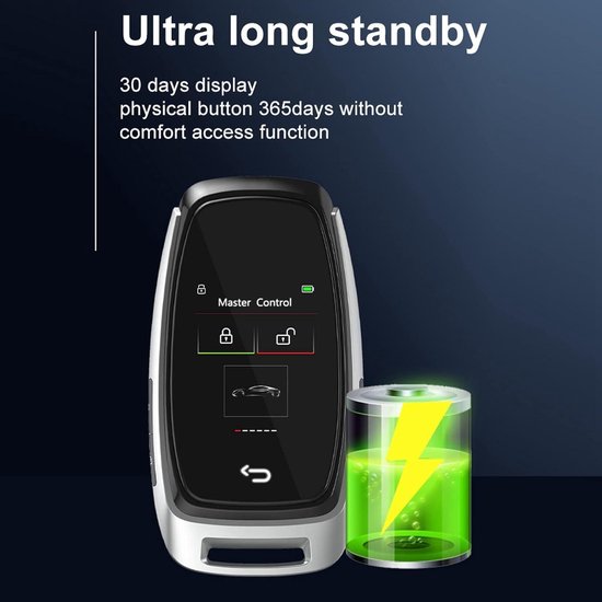 Auto Smart LCD Key Car Touch Screen Bluetooth 5.0 Connection Keyless Entry Smooth voor One Button Start Models Accessoire (Zilverachtig)-Slimme Lcd Autosleutel