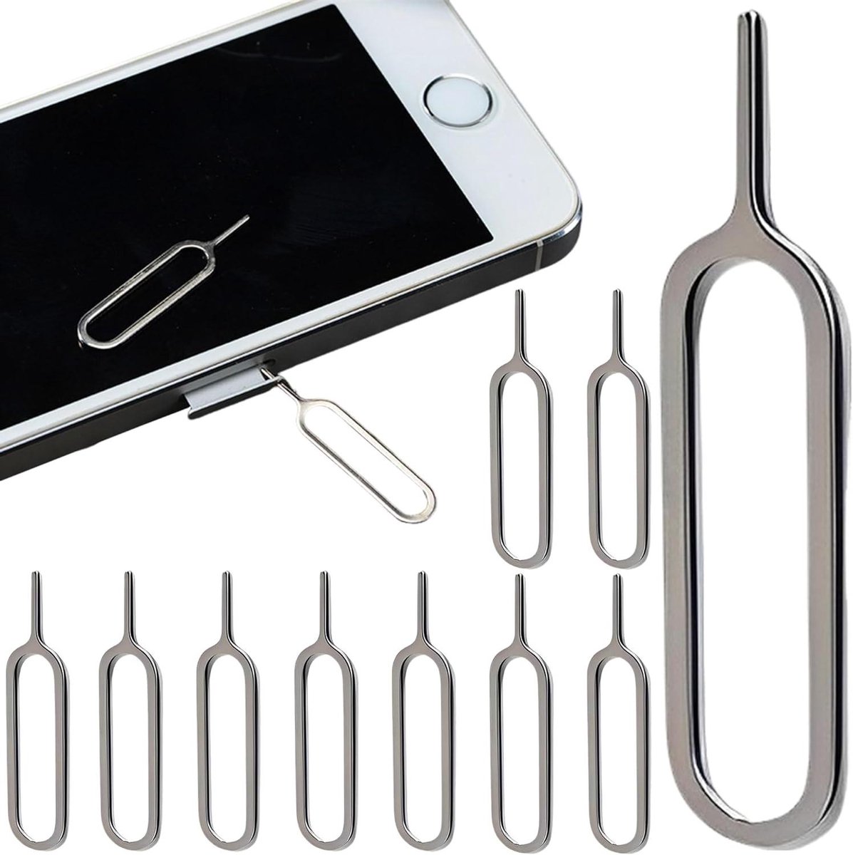 Simkaart Tray Ejector Pin - Set van 10 Universele SIM Kaart Verwijder Clips voor Alle Telefoons Smartphones - Handig Gereedschap voor Simkaarten Verwijdering