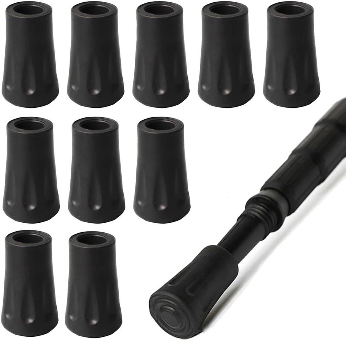 Allecto Plus - Set van 10 vervangende dempers voor wandelstokken - Rubberen buffers voor Nordic Walking stokken - Diameter 12 mm - Pack van 10')}}"