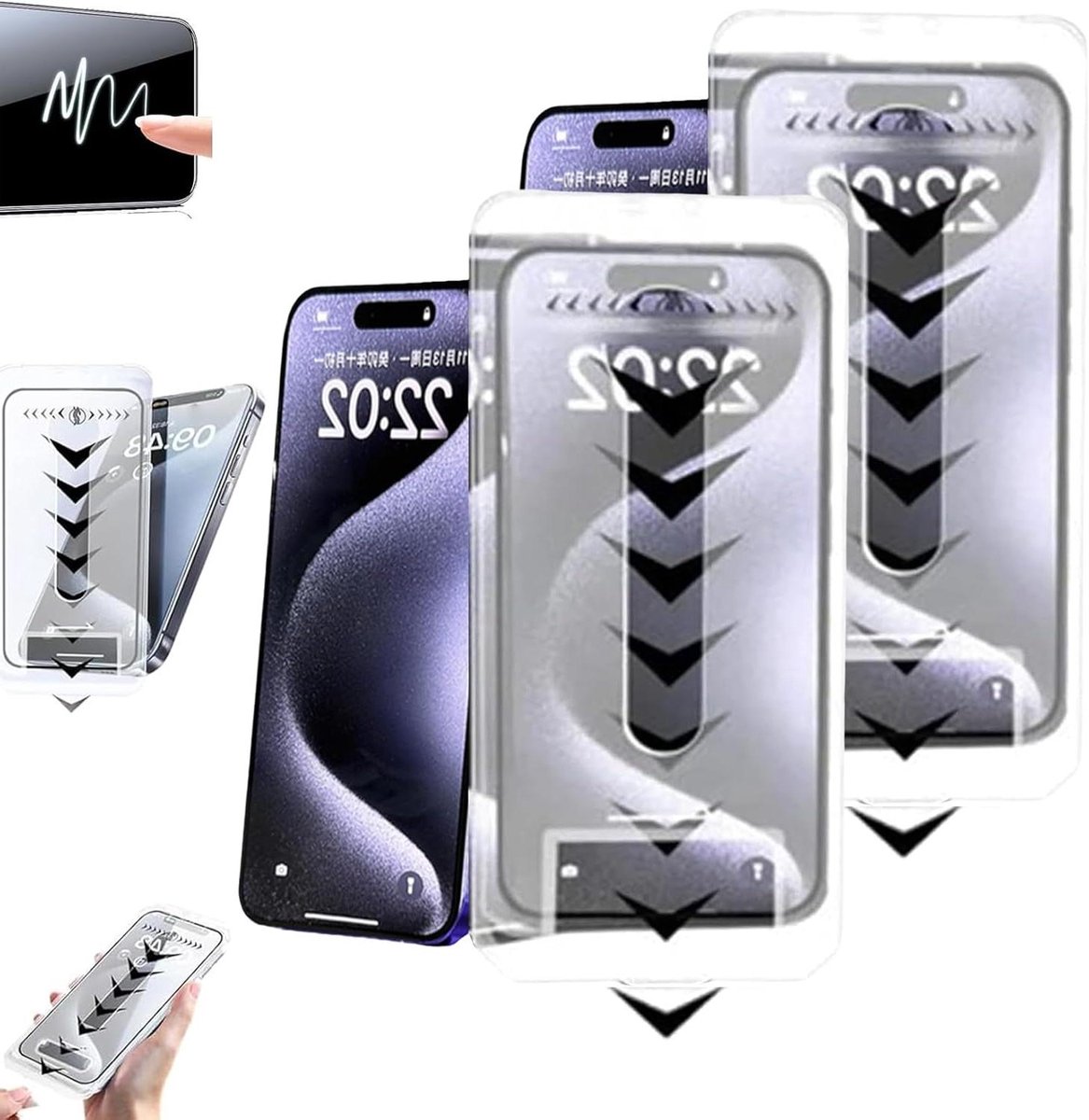 Allecto Plus - Silk Screen Stofvrije Kamer Gehard Glas voor iPhone 16 15 14 13 12 11 Pro Max - Privacy en Anti-Spiegel HD Film