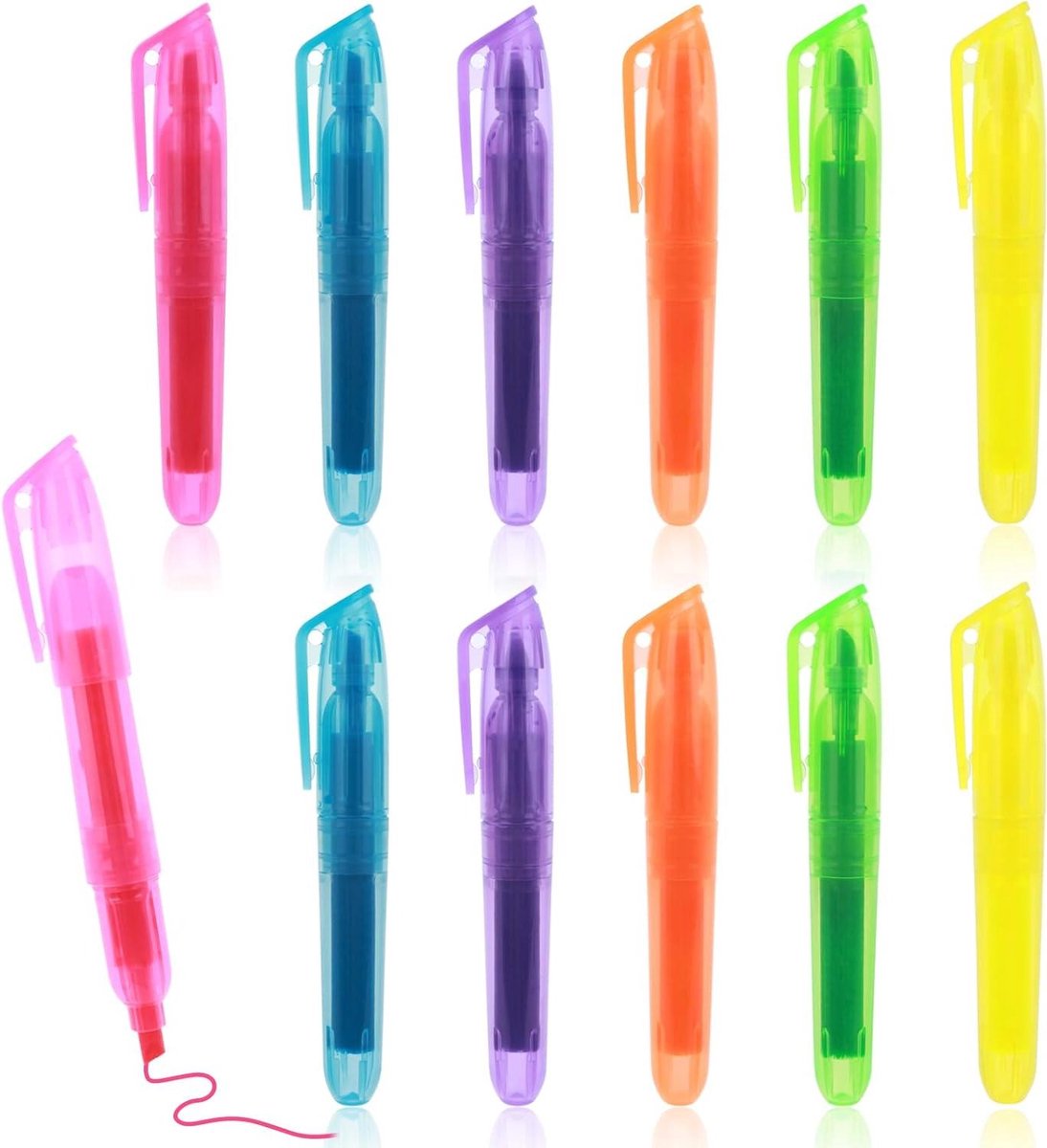 Mini markeerstiften set 12 stuks diverse kleuren - beitel tip - vloeibare markeerstift - heldere graffiti marker pen - briefpapier - voor kind en volwassenen - kleurplaten - school en kantoorbenodigdheden