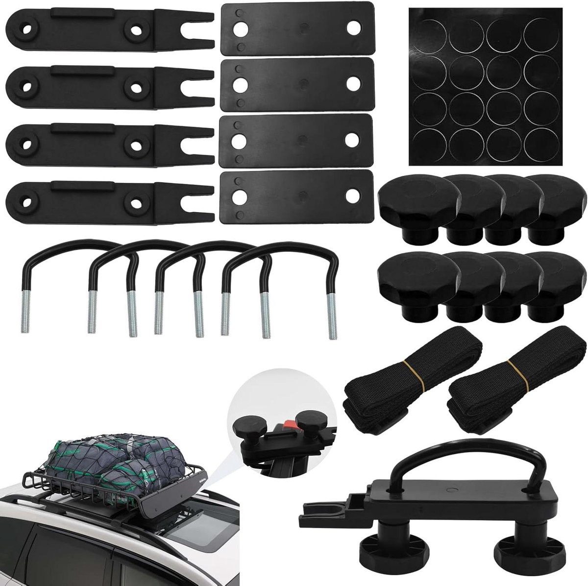 Allecto Plus - Uitgebreide U-dakkoffer-montageset inclusief borgmoeren voor eenvoudige montage - Handige accessoires voor dakkoffers.