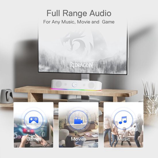 RFWR® RGB Desktop Soundbar met Dynamische Verlichting en Touch-Control - 2.0 Kanaals Computerluidspreker van RFWR® — afbeelding 2