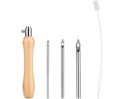 Allecto Plus - Punch Needle Set met 5 stuks Punch Needle Tips & Handvat & Threader voor Volwassenen - Borduurkit voor Beginners met Kruissteek - Punching Tool Kit met Metalen Tips