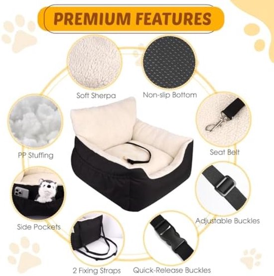 Autostoel voor kleine honden, veilig en comfortabel, autostoel voor