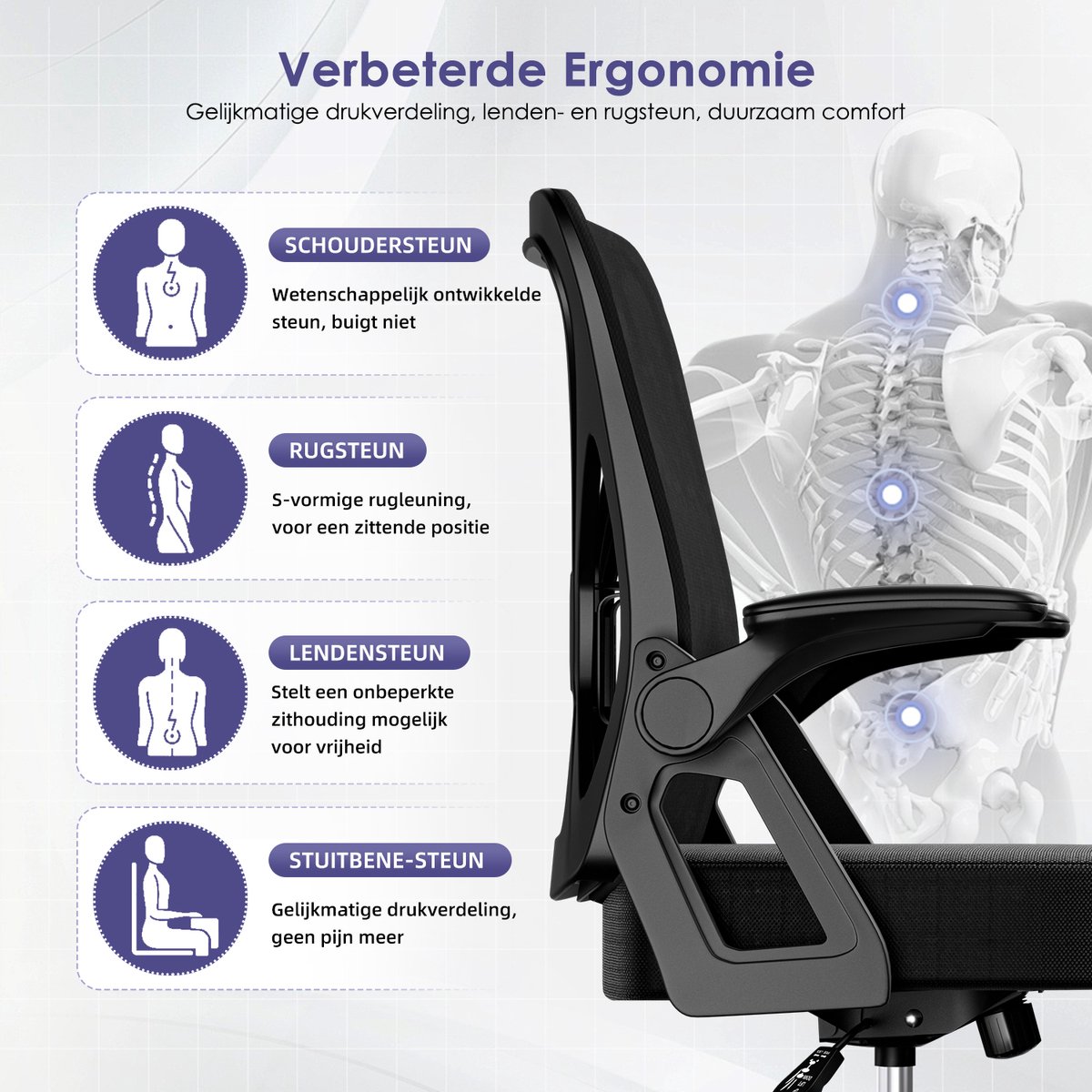 Hiaonyx Bureaustoel - Ergonomische bureaustoel met stille - afbeelding 3
