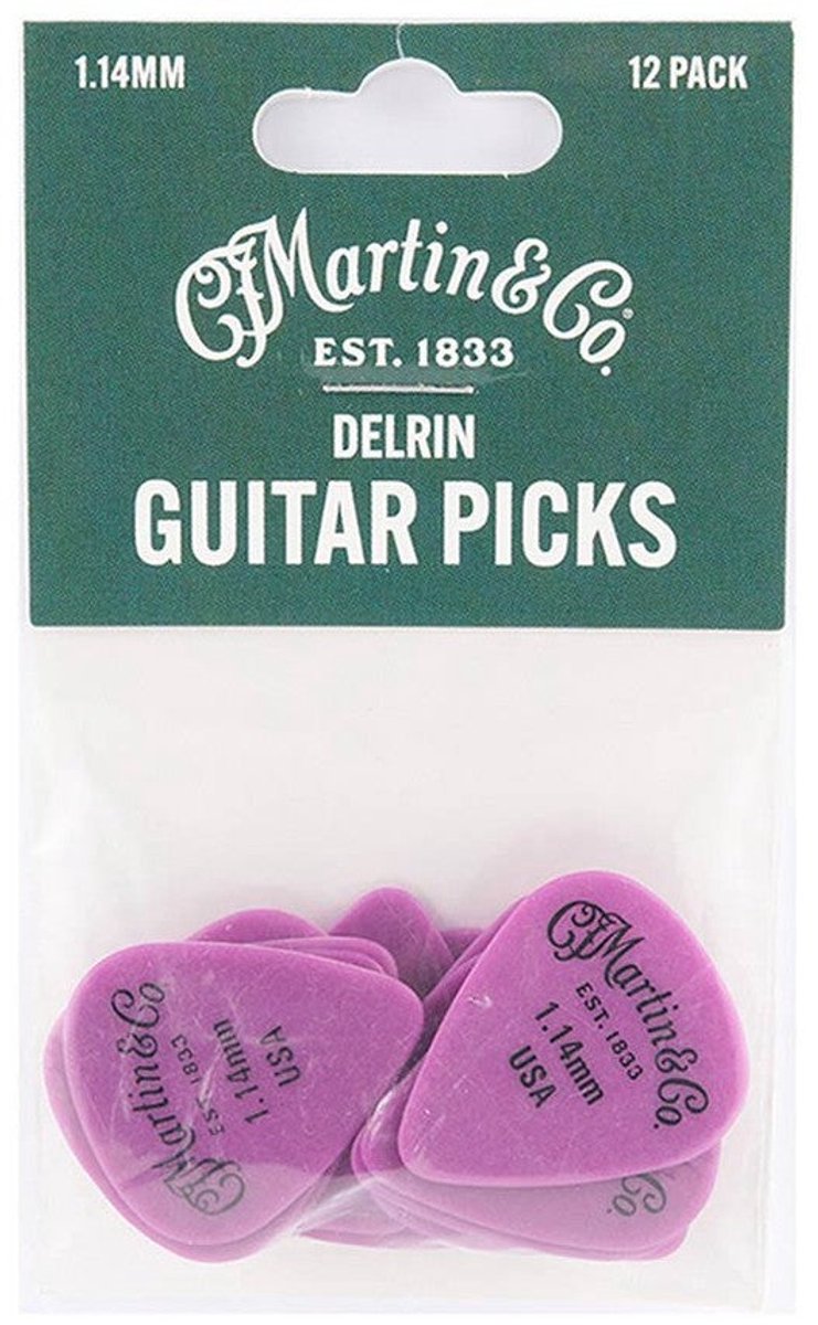 Martin And Co 18A0157 Delrin Gitaar Plectrums Dikte 1.14mm Paars 12 Stuks