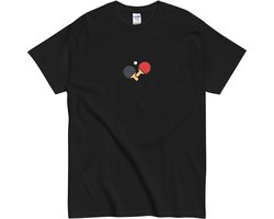 Minimalistisch Ping Pong Tafeltennis Tshirt - Dames Heren - Sportfan Cadeau - Zwart - M