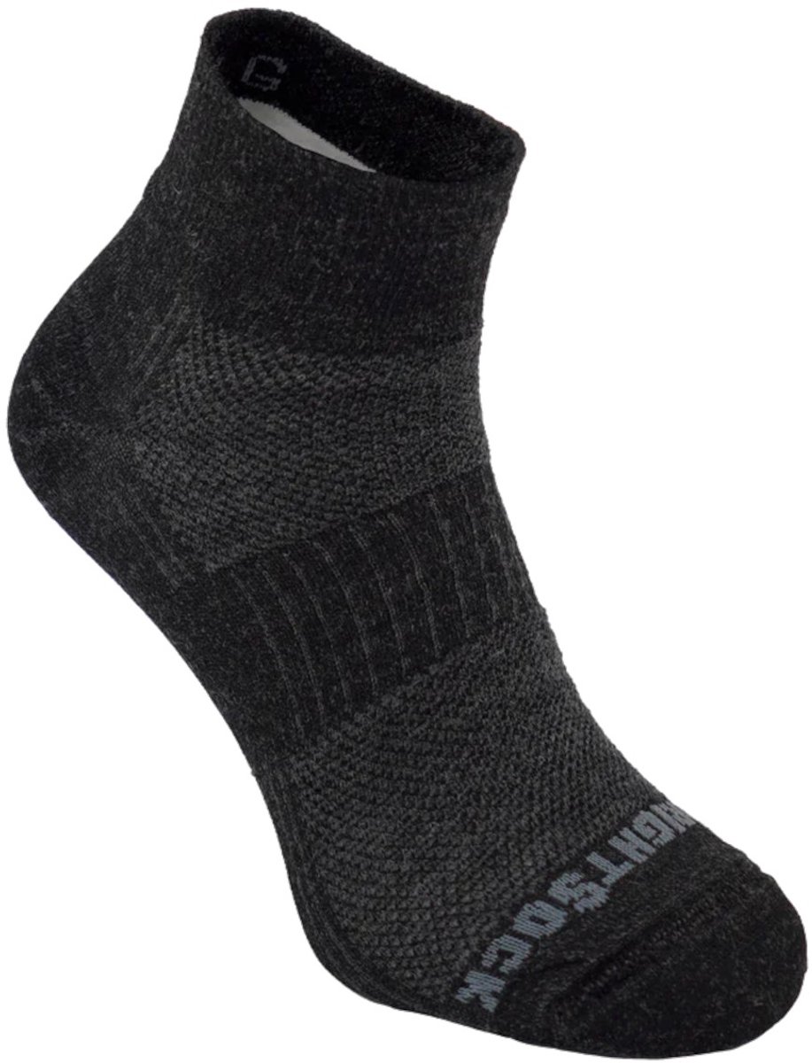 Wrightsock Coolmesh Merino Quarter – 37-41 Donkergrijs/lichtgrijs