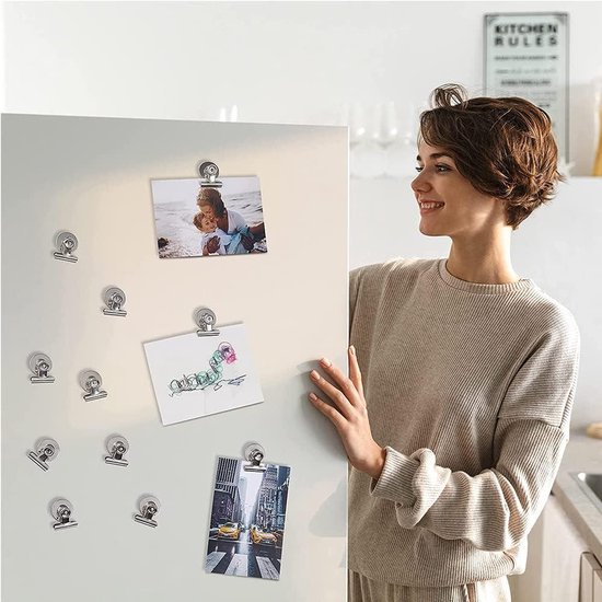 12 stuks klem magnetisch wit bord whiteboard magneten clip foto clip kantoor koelkast kantoor magneten zware magneten koelkast clip whiteboard magnetische clip (kleur: zilver, maat: 5 x 4 x 2,5 cm