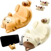 Allecto Plus - Grappige kattenhouders 2 stuks - universele telefoonhouder voor thuis - kantoor en meer - inclusief kabelbeschermers