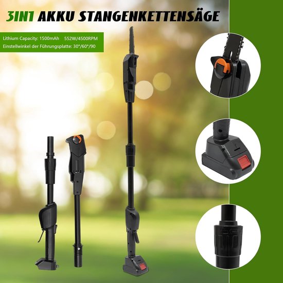 RFWR® Telescopische Elektrische Zaag 550W - Snoeizaag met Telescoopsteel en Lithiumbatterij van RFWR — afbeelding 3