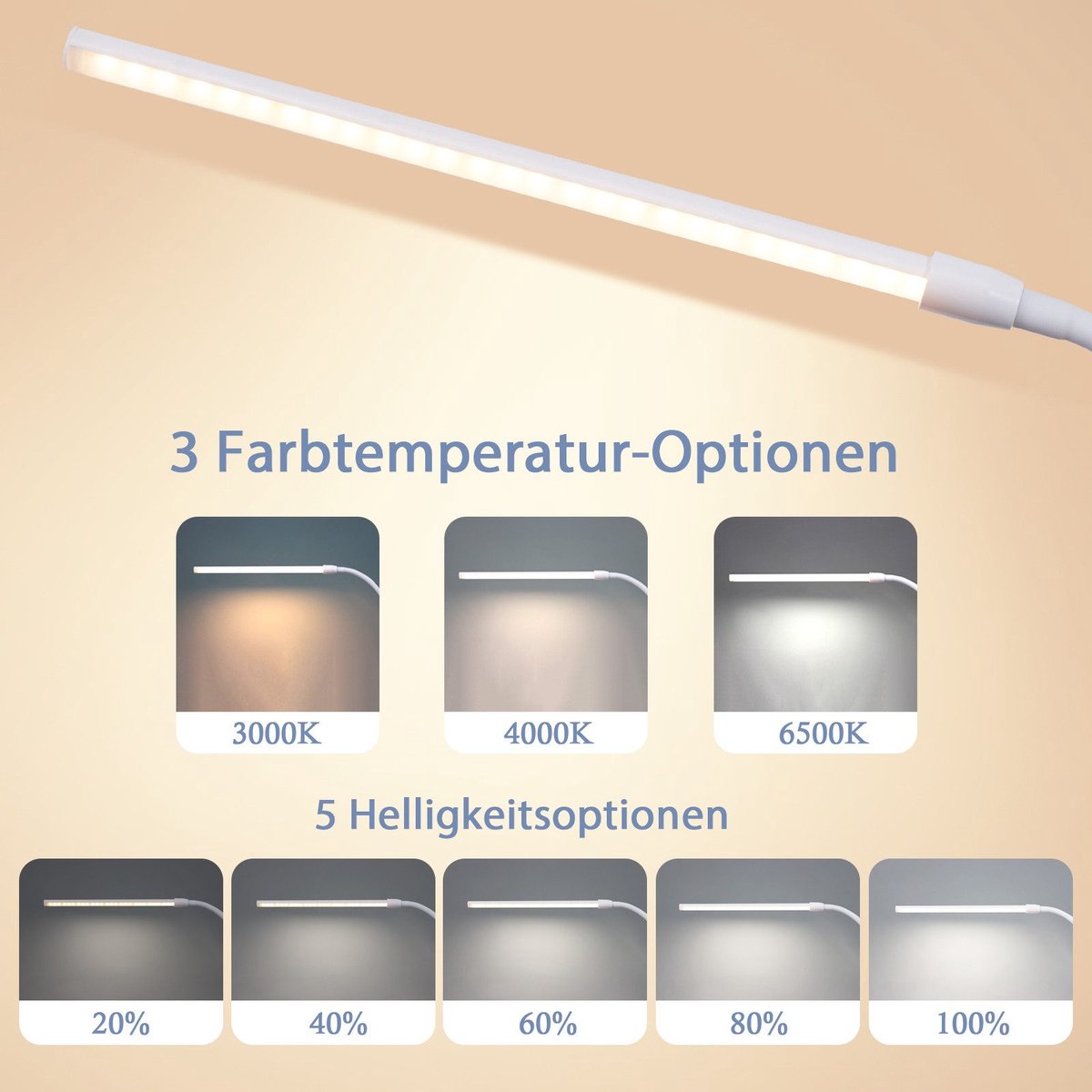 NETTLIFE Tafellamp LED - Flexibel Klemlamp met 5 Kleuren thumbnail 2