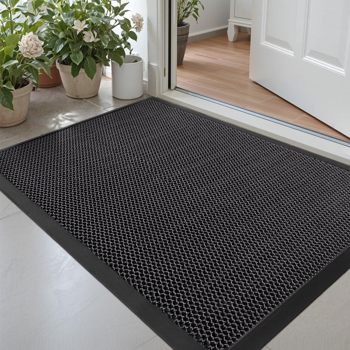 Ibenzoa Extreem Antislip Vuilvangmat voor Buiten - Waterdichte Deurmat Donkergrijs 60 x 90 cm