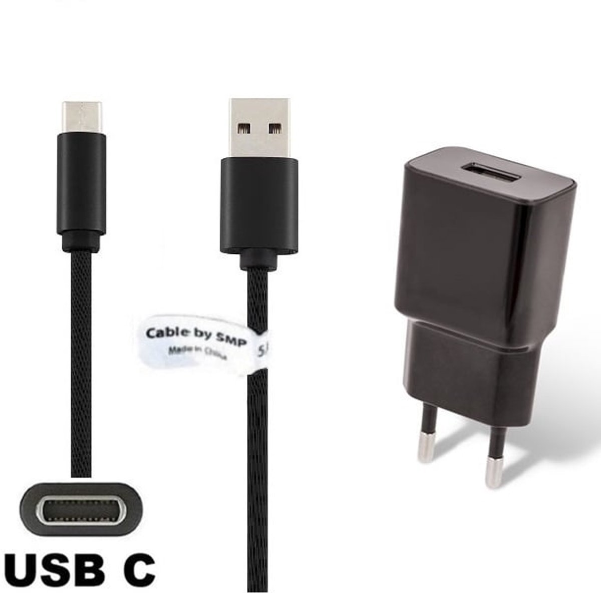 OneOne 2A lader + 0,2m standaard USB C kabel. Oplader adapter past op Oppo A11, A15s, A16, A53 5G, A53s 5G, A54 5G, A55 5G, A9 (2020), A55s, A1x, A56s, A58x, K3, K5, K7 5G, K7x, K9