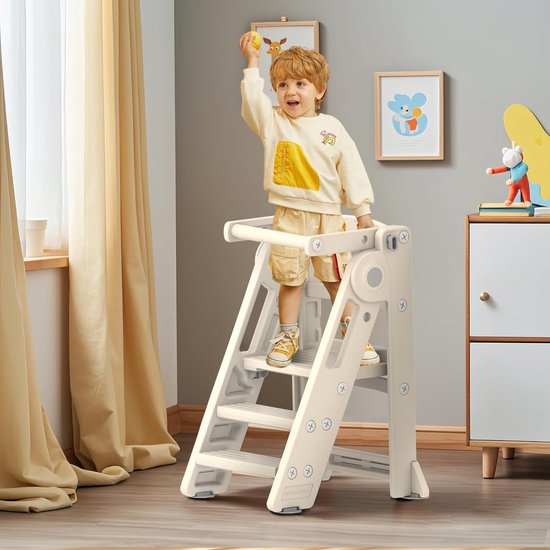 hoopyosms Klappbarer Lernturm für Kinder, Höhenverstellbarer Montessori Tritthocker für Küche, Bad und Kinderzimmer, Multifunktional ab 1 Jahr (Classic, Grün hoopyosms Klappbarer Lernturm für Kinder, Höhenverstellbarer Montessori Tritthocker für Küche, Bad und Kinderzimmer, Multifunktional ab 1 Jahr (Classic, Grün