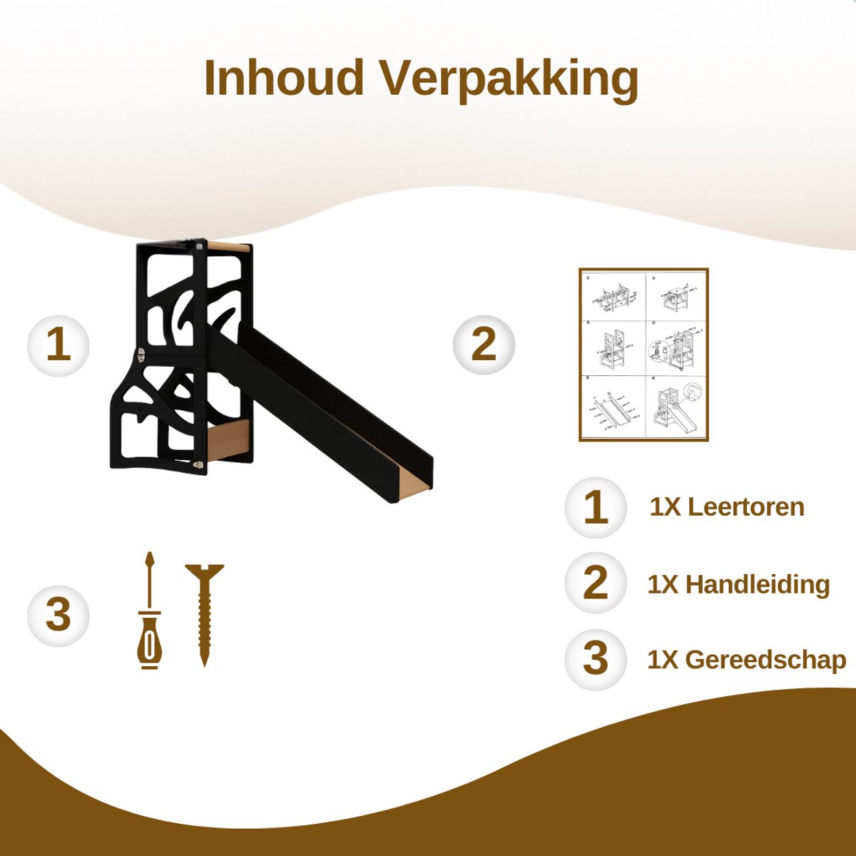 Zonovi Leertoren- Montessori Keukentrap - Learning Tower - Speeltafel - Kindertafel - Kinder trap - Leertoren - Keuken toren - Keukenhulp - Leerstoel - Met Glijbaan - Voor Peuters - Opvouwbaar - Inklapbaar - 3 in 1 - Zwart - Inclusief Antislip Strips — afbeelding 8