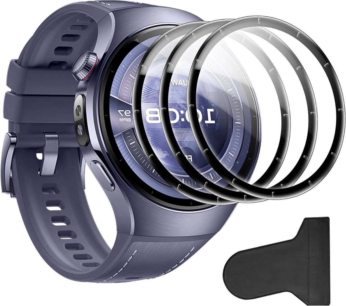 Screenprotector Huawei Watch 5 46 mm - 3 stuks gehard glas - eenvoudige installatie - krasbestendig - luchtbelvrij.