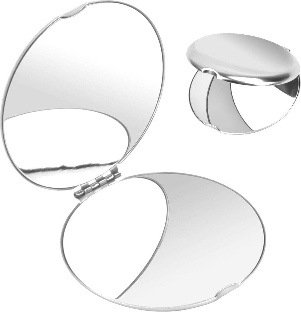 Stainless Steel Pocket Mirror - Zilver - Draagbare Makeup Spiegel - Reparatie Spiegel (Rond)