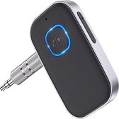 Bluetooth 5.0 Ontvanger Auto - Noise Cancelling AUX Adapter - Muziekontvanger voor Stereo & Bedrade Koptelefoon - Handsfree Bellen - 16U Accuduur - Zwart