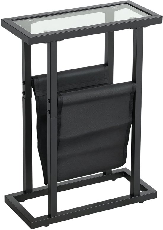 HOMCOM - Table d'appoint - Métal - Glas - 40 x 18 x 55,5 cm - Zwart