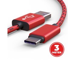 ProFPS USB-C Kabel 3M – Geschikt voor PS5 – Nylon – Rood/Zwart