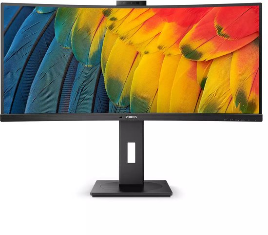 Ultrawide 34 inch Philips USB-C Monitor 3440×1440 QHD 120Hz Webcam RJ45 KVM-switch Noise Cancelling
