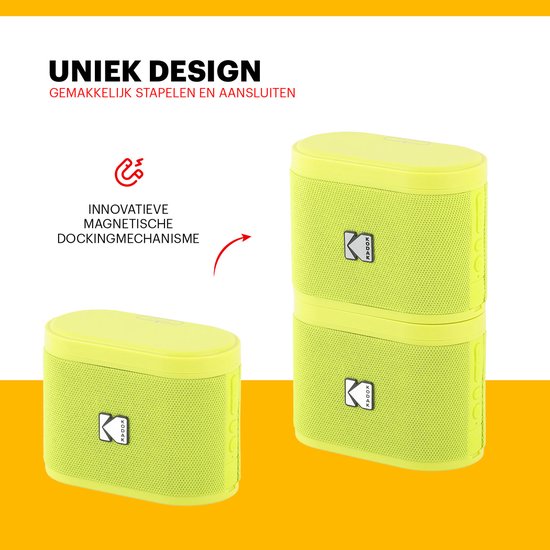 Kodak SoundBrix Bluetooth Speaker - Draadloze Muziek Box –5W RMS - 2pcs - Geel van Kodak — afbeelding 3