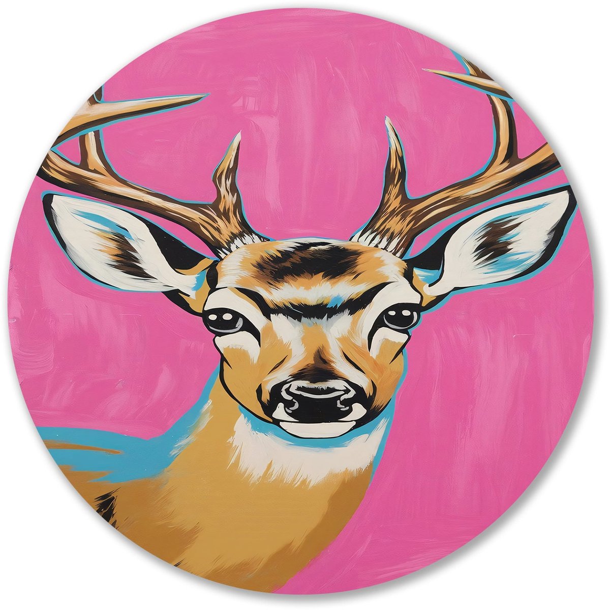 Hert in pop art-stijl - Hert muurcirkels - Rond wandpaneel dier - Pop Art - Muurcirkels va