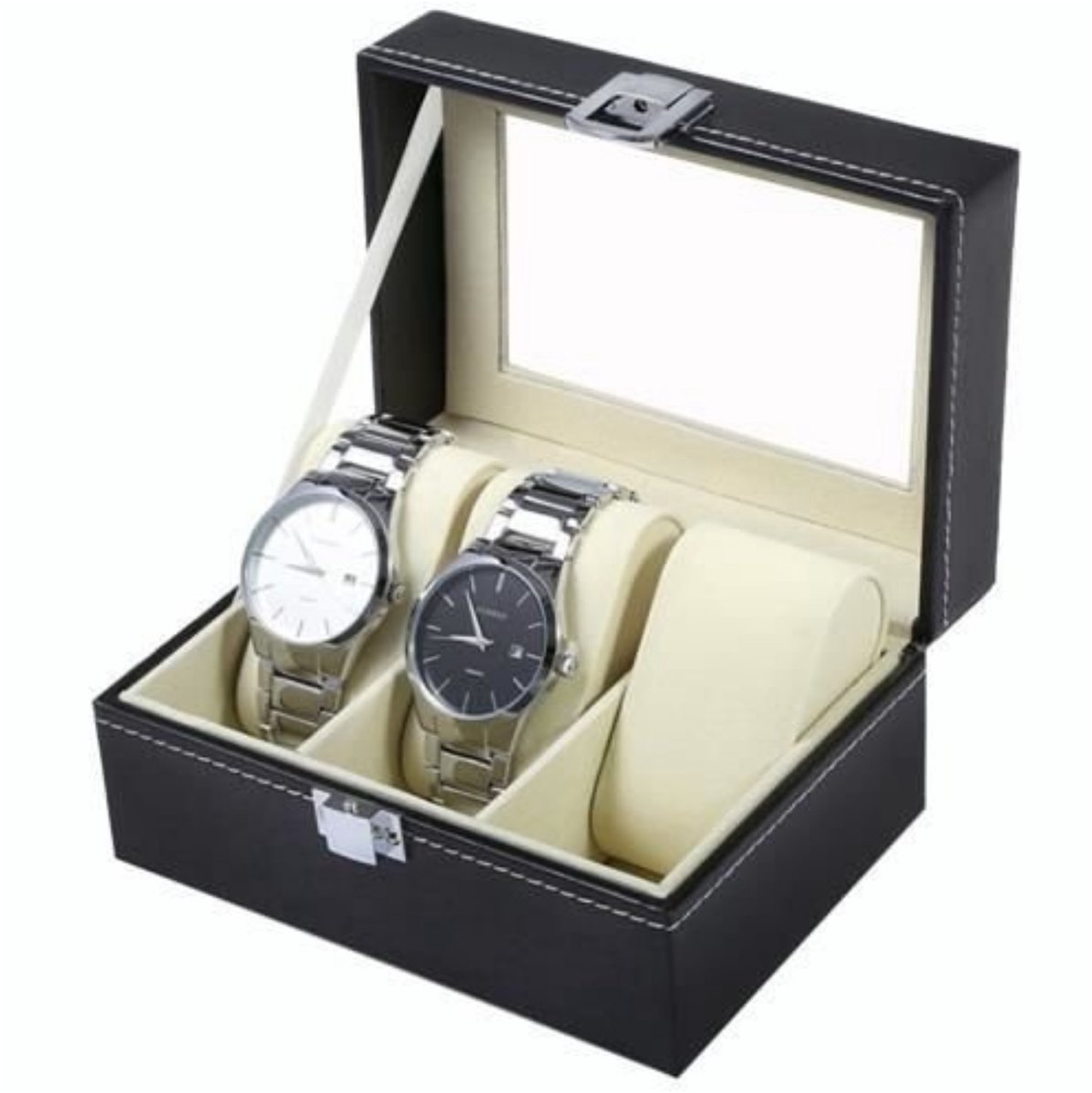 Malatec Horlogebox Nice - organizer - zwart - 3 vakken - 9 x 11 cm