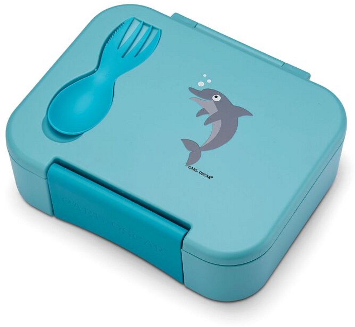 Carl Oscar - BentoBox – Dolphin - Blauw - BPA-vrij– 3-vaks – Lunchbox voor Kinderen - Ø 18.3 x 15.3 x 5.7 cm