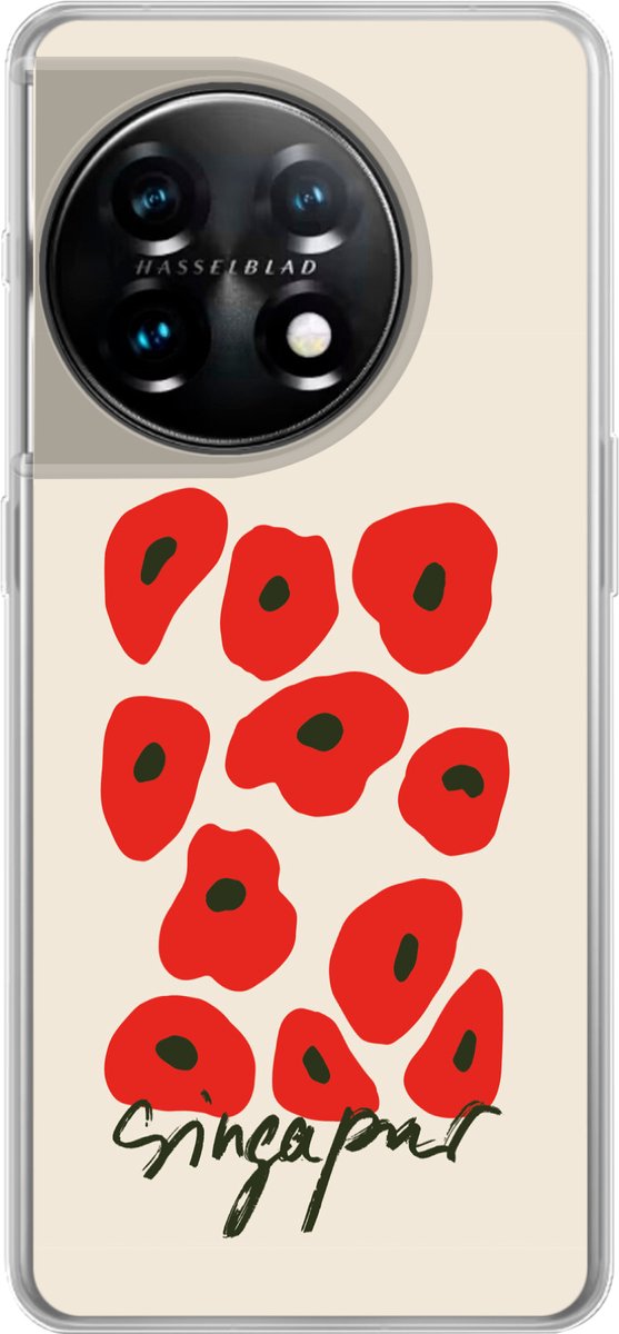 Telefoonhoesje Geschikt voor OnePlus 11 hoesje - Bloemen - Klaproos - Patronen - Siliconen Telefoonhoesje Telefoonhoesje