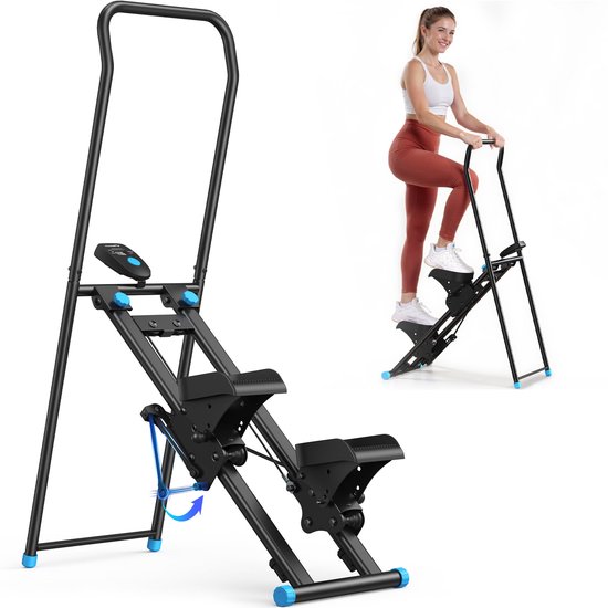 Stepper D'escalade Vertical - 3 Niveaux De Résistance - Guidon Réglable, écran LCD - Jusqu'à 150 Kg