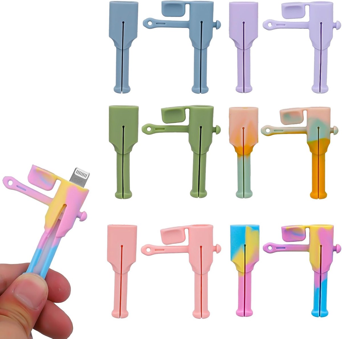 Image of 6 Stuks Opladerkabelbeschermers, Slipvaste Silicone Kabelbeschermers Duurzame Stekkerbescherming Compatibel met Apple MacBook Laptop voor Thuisaccessoires (Kleurrijk)