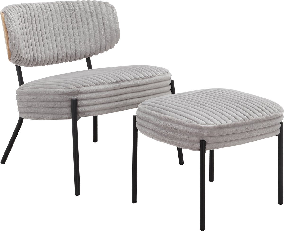 Jerry-Loungestoel & Kruk - Lichtgrijs