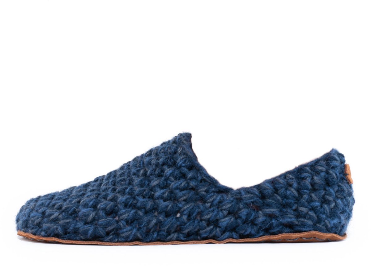 Kingdom of Wow Sloffen Laag Unisex Wol Barefoot Midnight Blue Handgemaakt