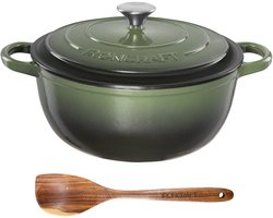 Ozocozy IRONCRAFT - Ø28CM - Gietijzeren Braadpan - Inhoud 6,7 liter - Rond - Alle warmtebronnen - Ook voor inductie - Inclusief Olijfhouten Kooklepel - Anti-Aanbaklaag - Gewicht 6,5 kg - Groen Ozocozy IRONCRAFT - Ø28CM - Gietijzeren Braadpan - Inhoud 6,7 liter - Rond - Alle warmtebronnen - Ook voor inductie - Inclusief Olijfhouten Kooklepel - Anti-Aanbaklaag - Gewicht 6,5 kg - Groen