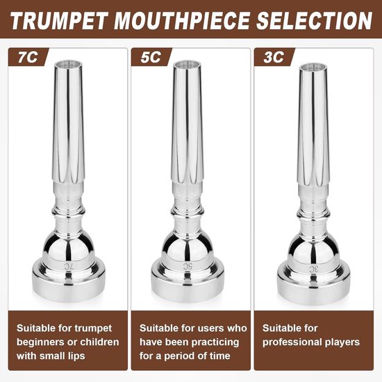 Allecto Plus - Trompetmondstuk Set 3 Stuks 3C 5C 7C Accessoires voor ...