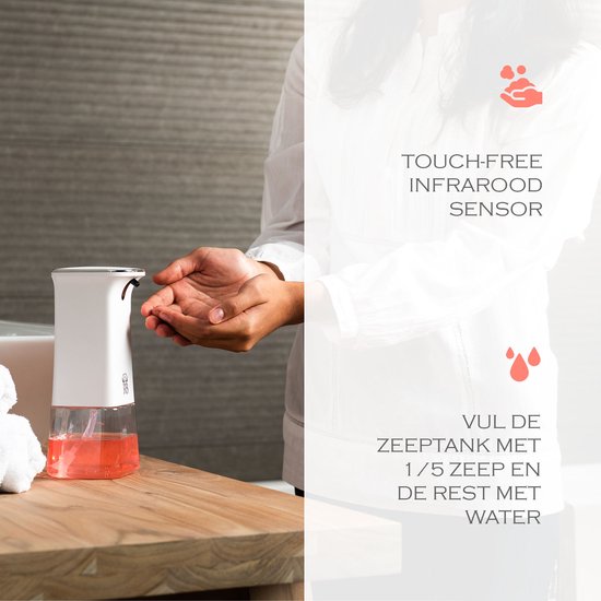 Royal Belinda Zeepdispenser – 350 ml – Automatisch – Schuimdispenser met Sensor – Handzeepdispenser - Wandmontage – No Touch – Zeeppompje – Wit